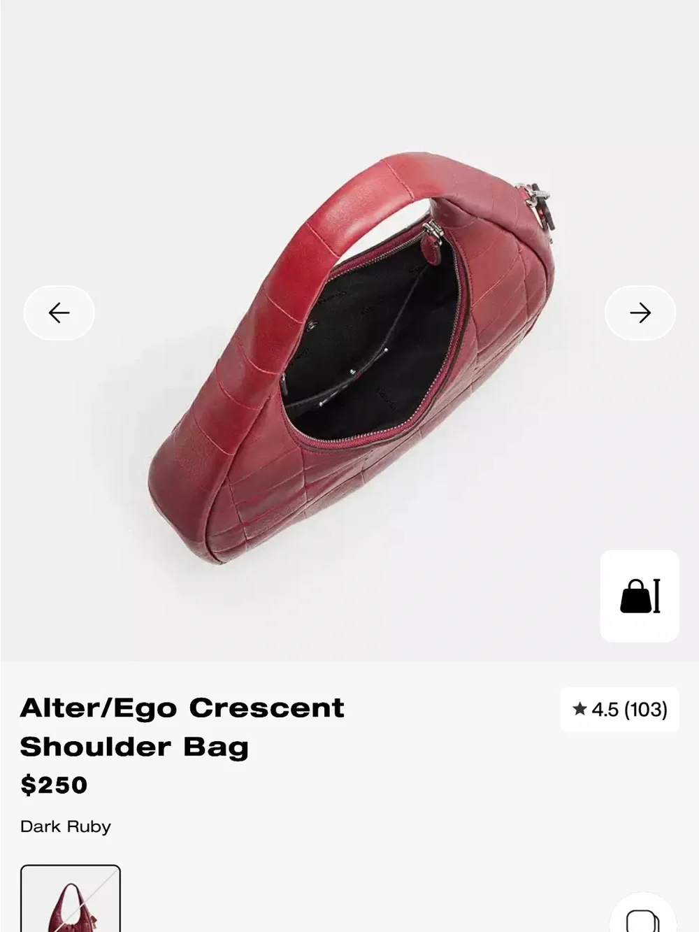 Coach Coachtopia Alter/Ego Crescent Shoulder Bag Dark Ruby CCM62 Quilted Hobo